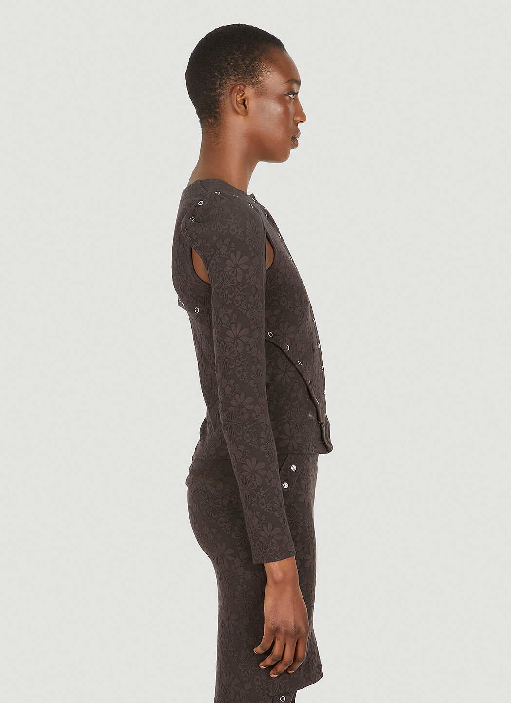 Eckhaus Latta Undone Cardigan Top in Brown | LN-CC
