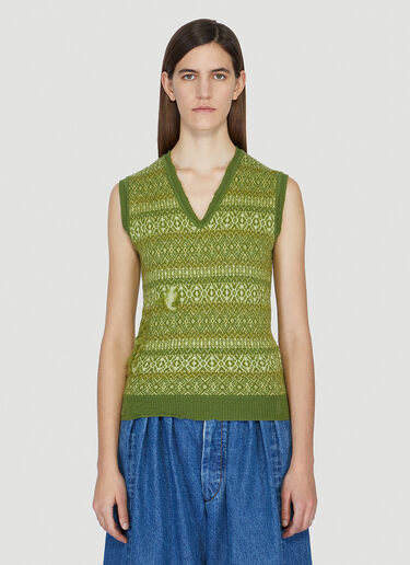 Maison Margiela Distressed Tank Sweater Green mla0248009