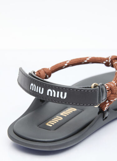 Miu Miu Riviere 绳编皮革凉鞋 棕色 miu0256048