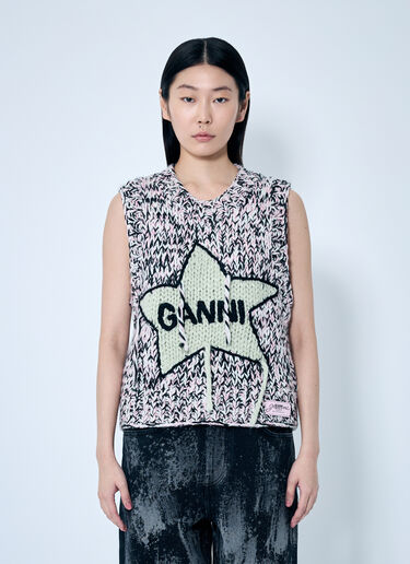 GANNI 图案羊毛背心 粉色 gan0259046