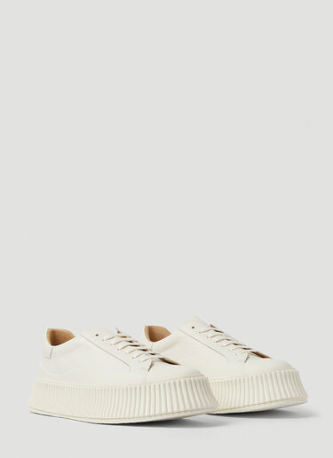 Jil Sander Ribbed-Sole Leather Sneakers White jil0245060