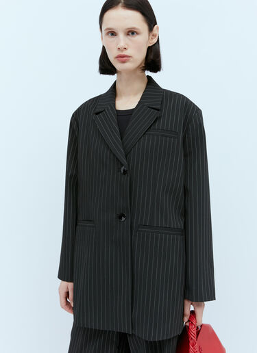 GANNI Pinstripe Oversized Suit Blazer Black gan0254002