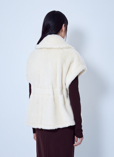 LN-CC® - Max Mara: Shearling Belted Gilet - White Max Mara Shearling Belted Gilet White max0266083