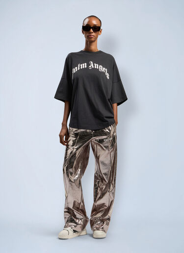 Curved Logo Over T-Shirt Palm Angels Curved Logo Over T-Shirt Black pma0262073