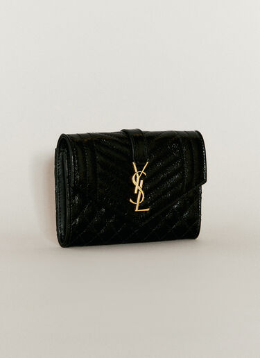 Saint Laurent Envelope Small Matelassé Wallet Black sla0255096