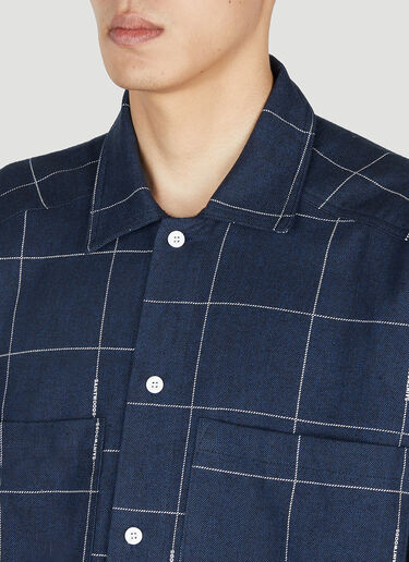 Saintwoods Contrast Stitch Flannel Shirt Navy swo0151004