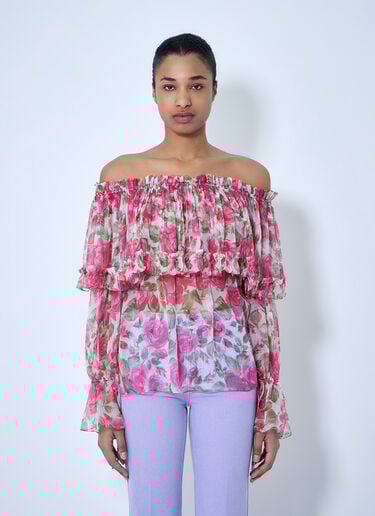 Chloé Off-Shoulder Floral Blouse Pink chl0264021