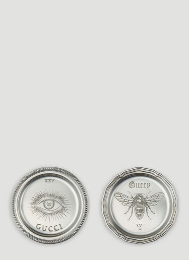 Gucci Set of Two Bee Coasters Silver wps0680044