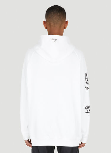 Prada Logo Graphic Hooded Sweatshirt White pra0148027