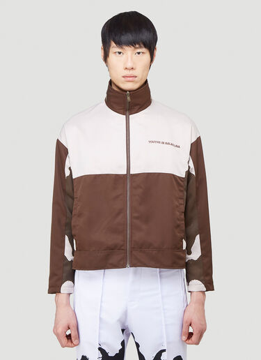 Youths in Balaclava Embroidered Logo Jacket Brown yib0140012