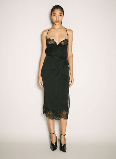 Saint Laurent Wrap Midi Dress Black sla0257011