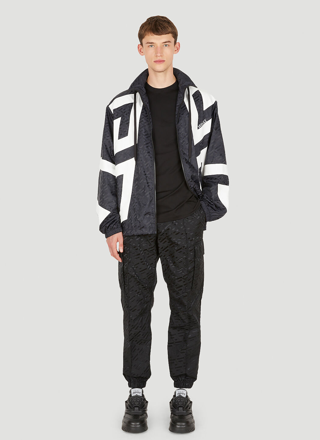 Jacquard medusa top hooded jacket