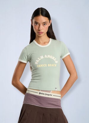 Palm Angels Cali Vibes Vintage Slim T-Shirt Green pma0266199