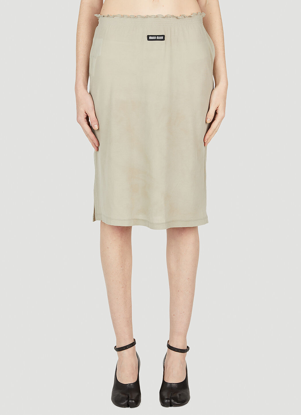 Beige jersey skirt top