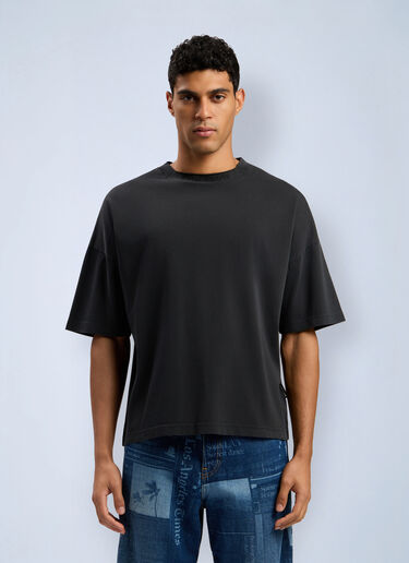 Curved Logo Loose Collar T-Shirt Palm Angels Curved Logo Loose Collar T-Shirt Black pma0162011