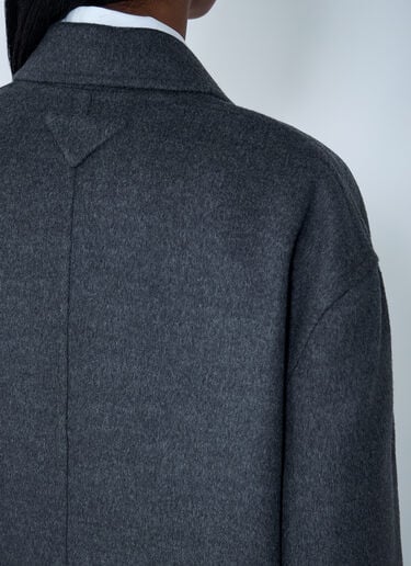 Prada Long Wool-Blend Coat Grey pra0262066