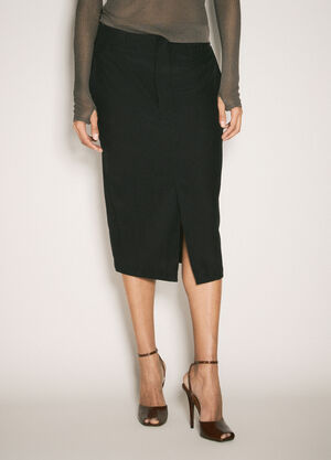 Saint Laurent Silk Pencil Skirt Black sla0257027