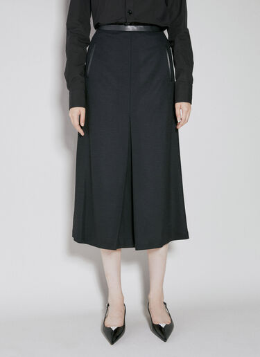 Leather Trim Midi Skirt Saint Laurent Leather Trim Midi Skirt Black sla0253026