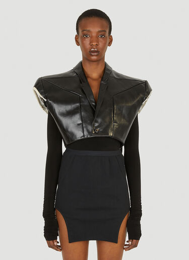 Rick Owens Exaggerarted Shoulder Leather Jacket Black ric0248001