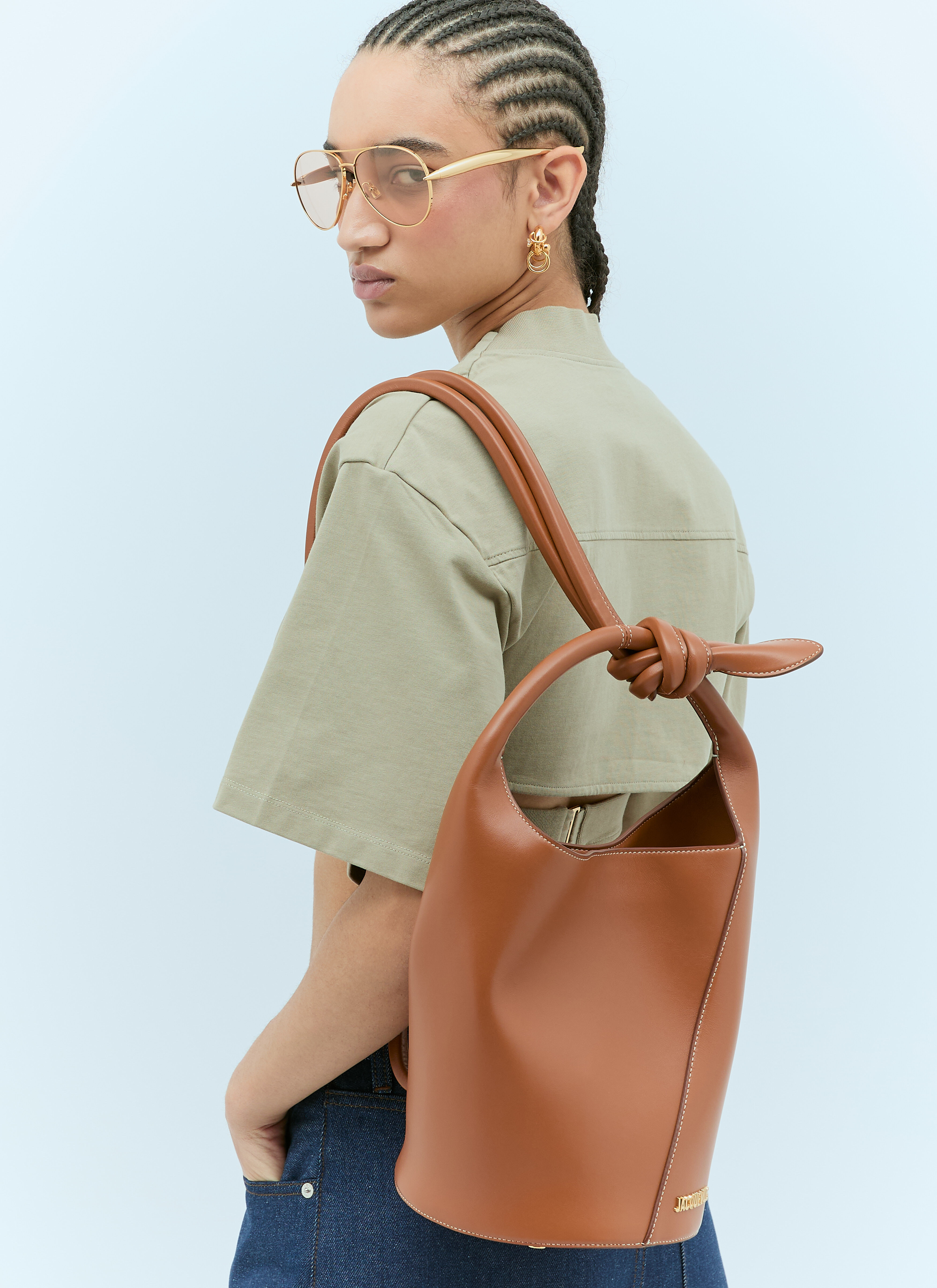 Jacquemus Le Petit Tourni Bucket Bag Brown jac0256084