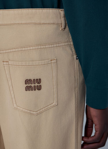 Miu Miu Logo Motif Jeans Beige miu0161006