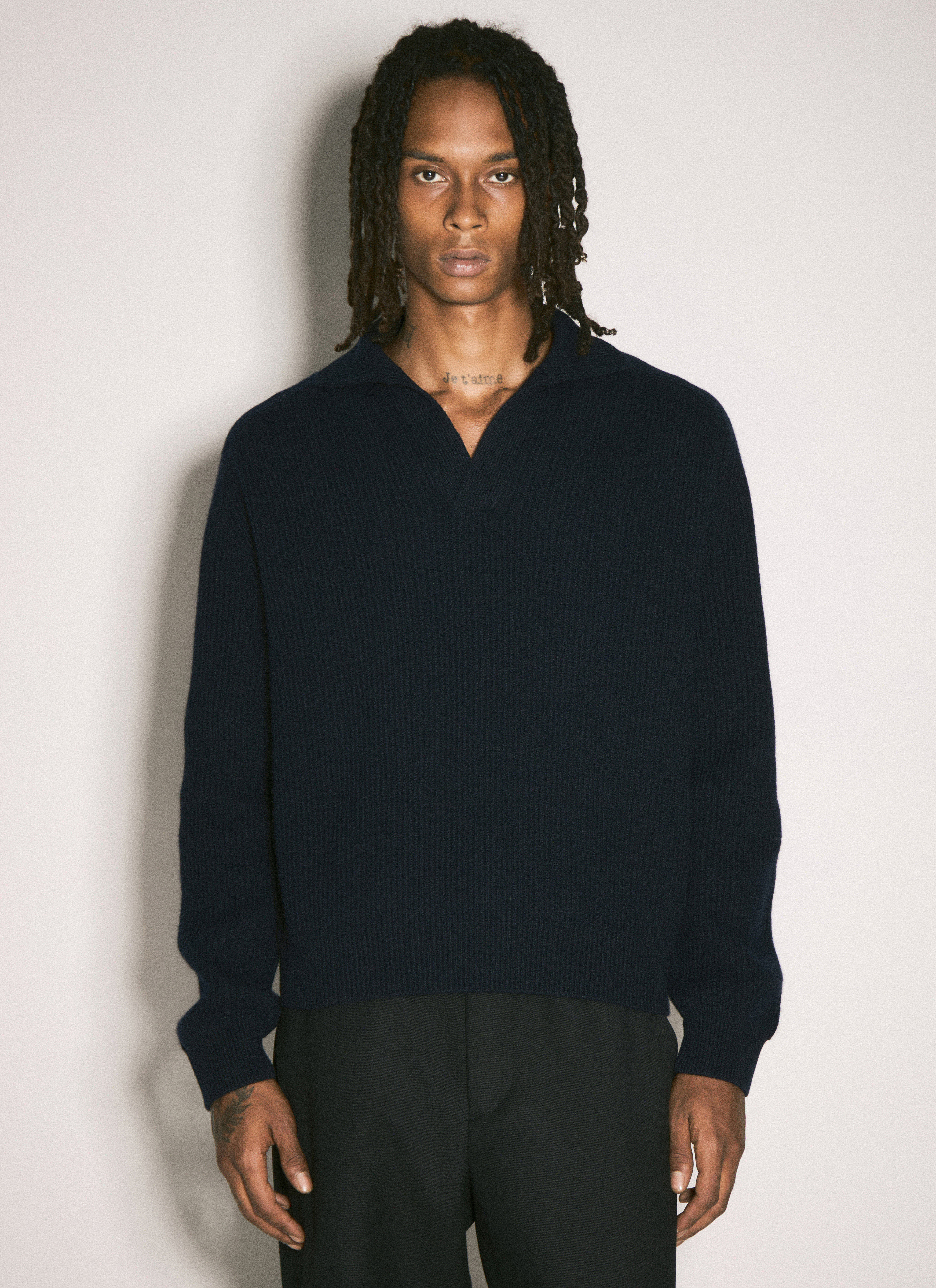 Navy ribbed sweater online