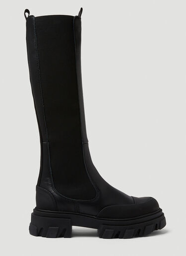 GANNI Knee Chelsea Boots Black gan0249051