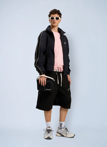 LN-CC® - Palm Angels: Curved Logo Vintage Track Windbreaker - Black Palm Angels Curved Logo Vintage Track Windbreaker Black pma0164034