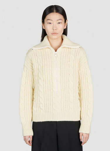 Bottega Veneta Cable Knit Zip Cardigan Cream bov0251144