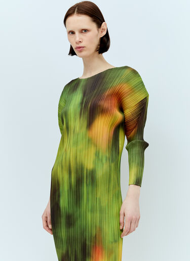 Pleats Please Issey Miyake Turnip & Spinach Midi Dress Green plp0256001