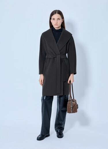 Max Mara Shawl Collar Belted Coat Dark Green max0265227