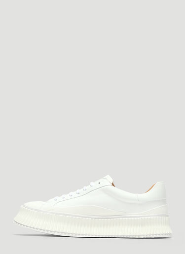 Jil Sander Ribbed-Sole Leather Sneakers White jil0133002