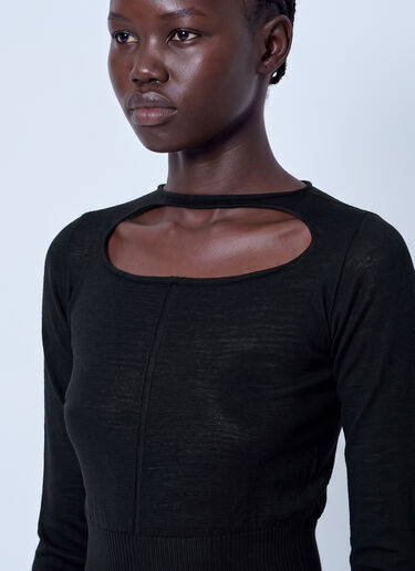 LN-CC® - Rick Owens: Slashed Cropped Pull Top - Black Rick Owens Slashed Cropped Pull Top Black ric0265032