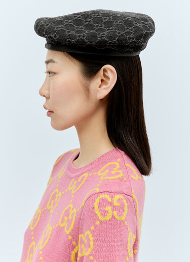 Gucci GG Denim Beret Hat Black guc0255173