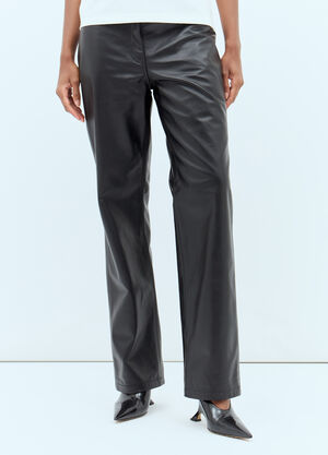 TOTEME Straight Leather Pants Black tot0257016