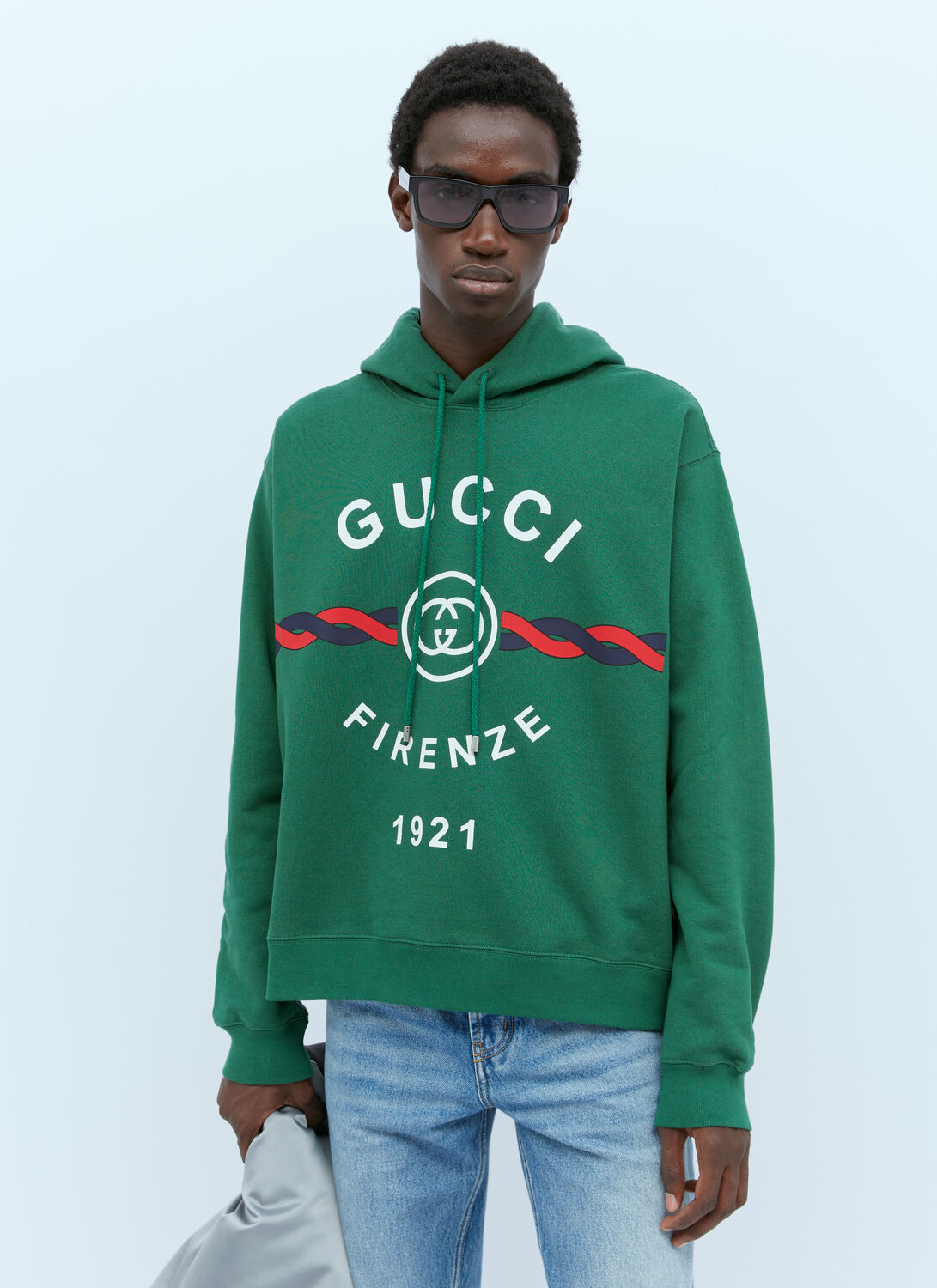 Shop Gucci Interlocking G Torchon Hooded Sweatshirt In Green