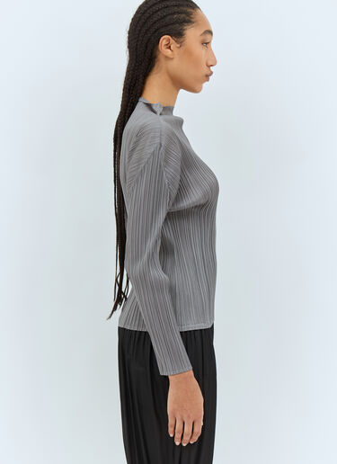 Pleats Please Issey Miyake High-Neck Top Grey plp0258022