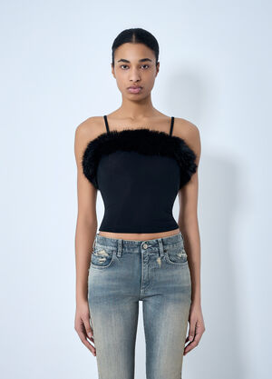 Balenciaga Faux Fur Strap Top Black bal0263010