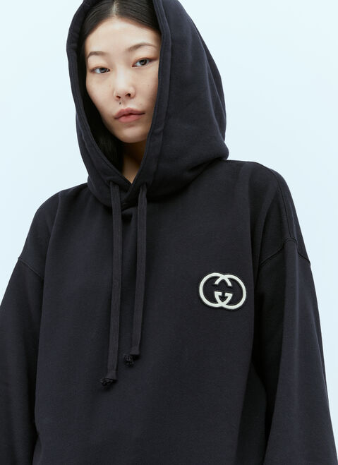 Rick Owens Maxi Interlocking GG Hooded Sweatshirt Black ric0253004
