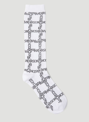 JW Anderson Logo Grid Long Socks White jwa0354008