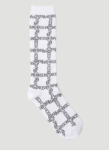 Logo Grid Long Socks JW Anderson Logo Grid Long Socks White jwa0354008