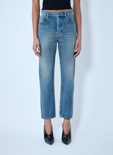 Saint Laurent 90s High-Rise Cropped Slim Jeans Blue sla0263016