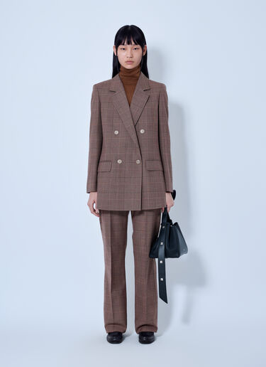 LN-CC® - Max Mara: Double-Breasted Checked Blazer - Brown Max Mara Double-Breasted Checked Blazer Brown max0266018