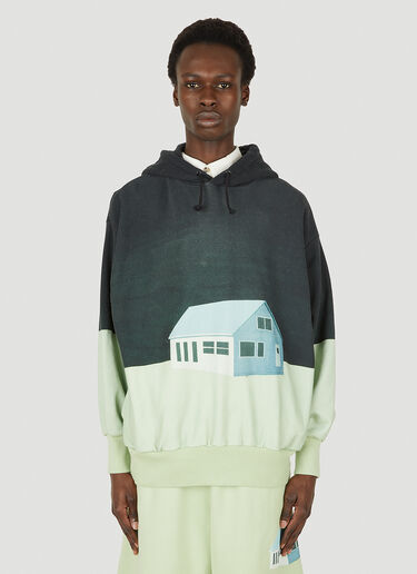 UNDERCOVER House Print Hooded Sweatshirt Green und0148009