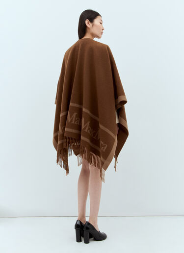 Max Mara 流苏羊毛斗篷 棕色 max0257035