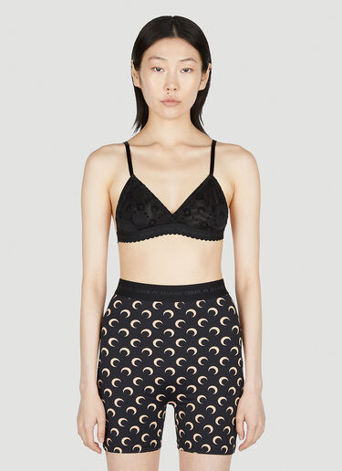 Marine Serre Flocked Mesh Bra Black mrs0252034