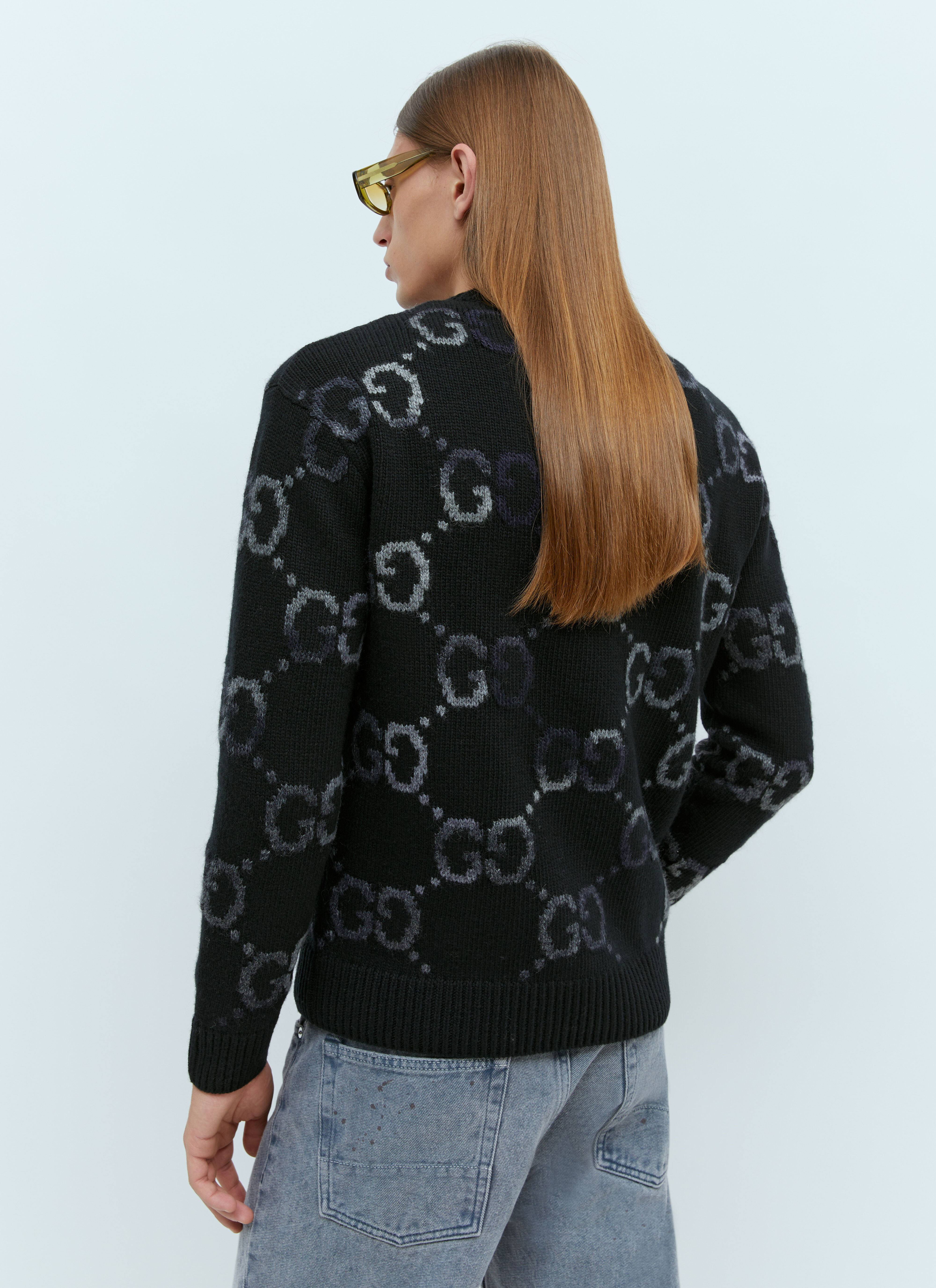 Gucci GG Intarsia Knit Sweater in Black | LN-CC®