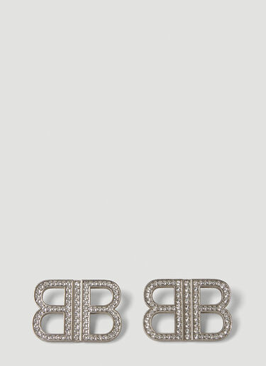 Balenciaga BB 2.0 Embellished Stud Earrings Silver bal0248116