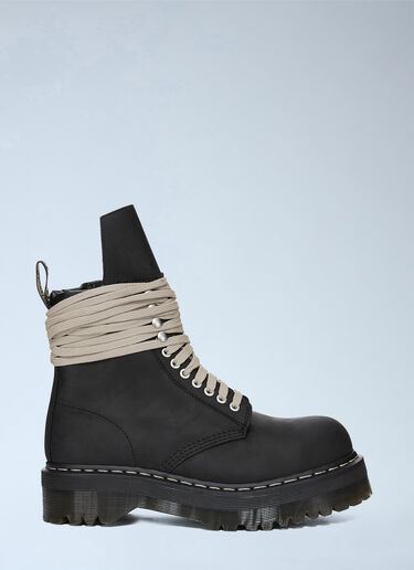 LN-CC® - Rick Owens x Dr. Martens: Quad Sole Steel Toe Boots - Black Rick Owens x Dr. Martens Quad Sole Steel Toe Boots Black rod0166001