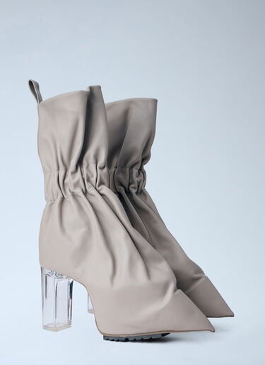 Rick Owens Taquito Gathered Leather Ankle Boots Grey ric0264016